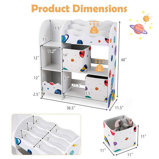 Kids Toy and Book Organizer Children with Storage Bins