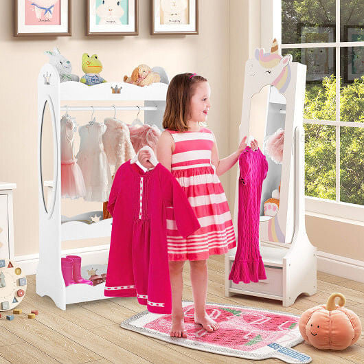 Kids Jewelry Armoire Cabinet with Storage and 2 Tilt Angles-Pink-6