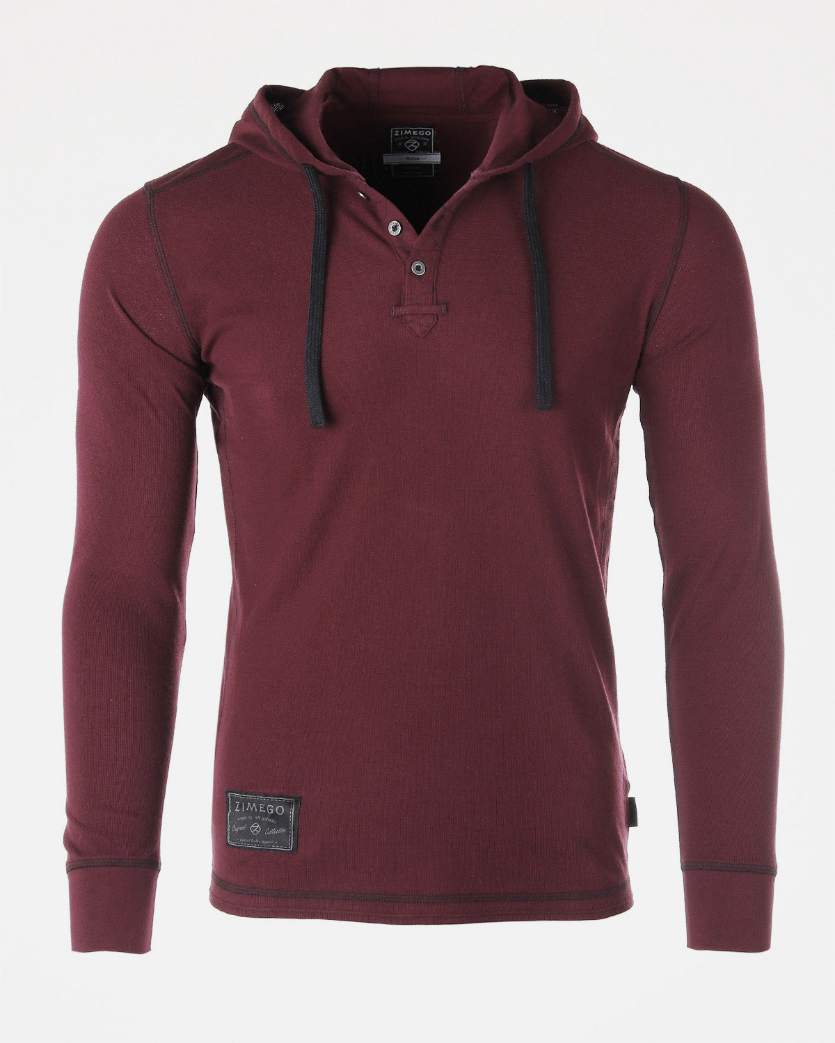 Vintage Thermal Long Sleeve Lightweight Fashion Hooded Henley-2